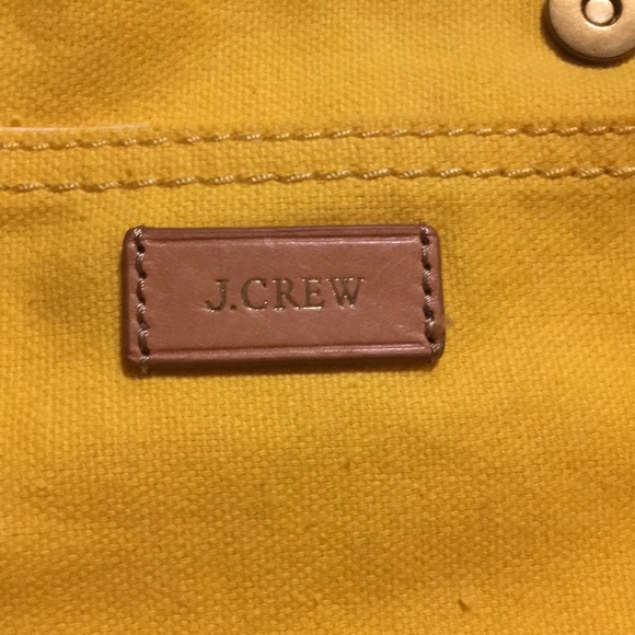 J. CREW yellow tote bag with navy and white trim - Picture 6 of 9